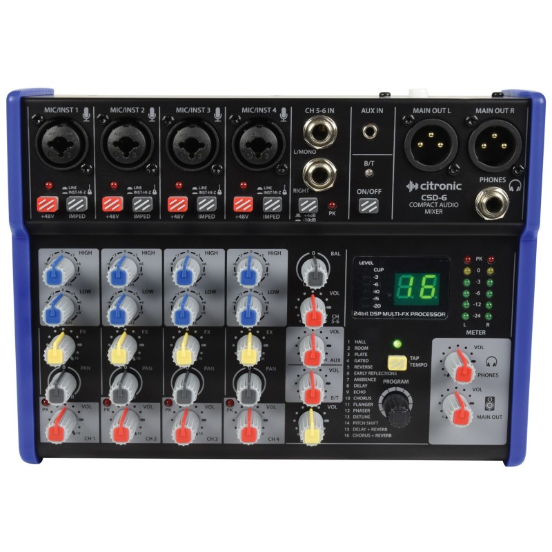 CSD-6 Compact Mixer with BT receiver + DSP Effects