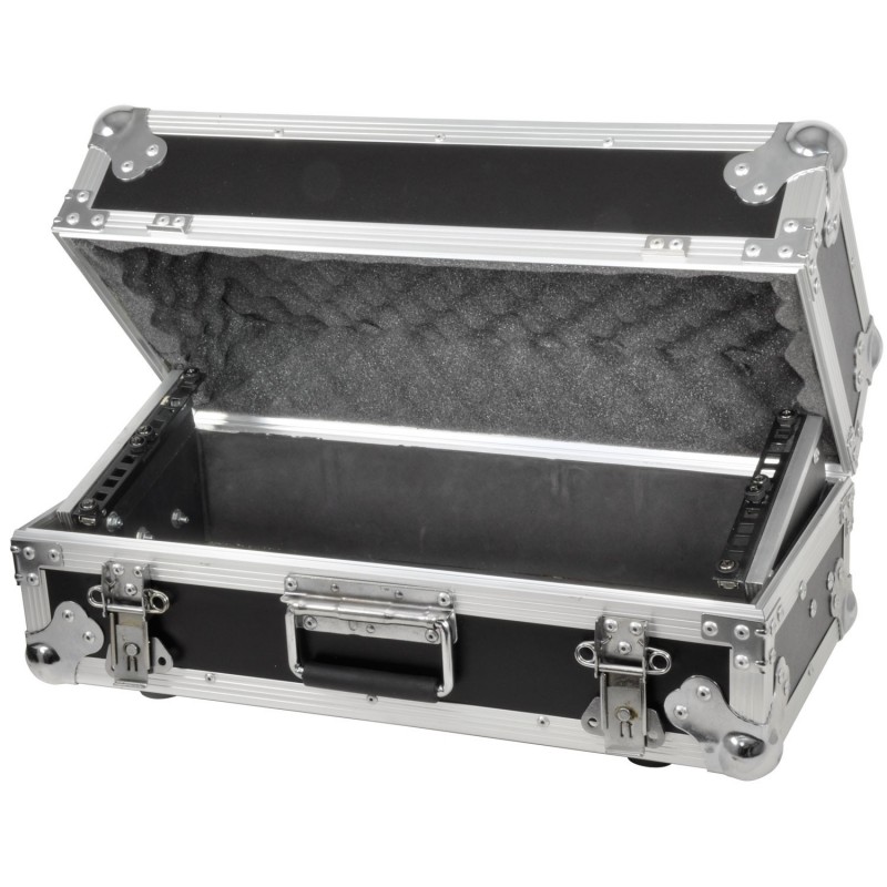 Tilting 4U rack case for mixer/media player