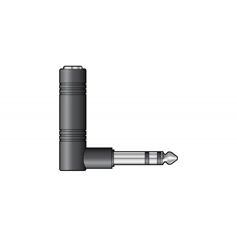 Adaptor 6.3mm RA Stereo Jack Plug - 6.3mm Stereo Jack Socket