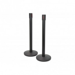 Retractable Crowd Control Barriers - Set of 2 Black