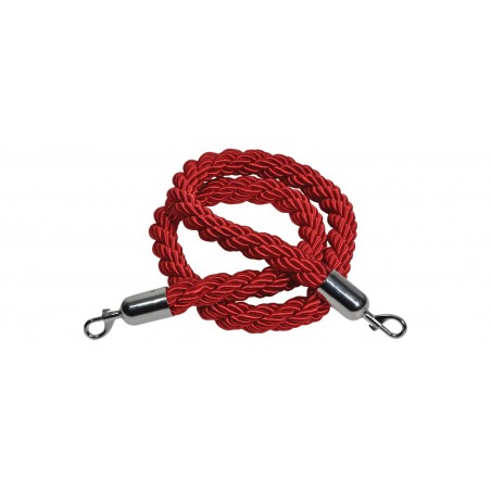Security Rope And Poll Twisted Red Security Rope with Hooks 1.5m